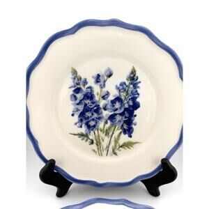 Southern Living Portugal Earthenware "Blue Delphinium" 8.5" Plates NIB Set of 2